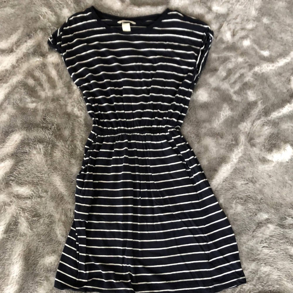 Navy and White Stripped Dress
